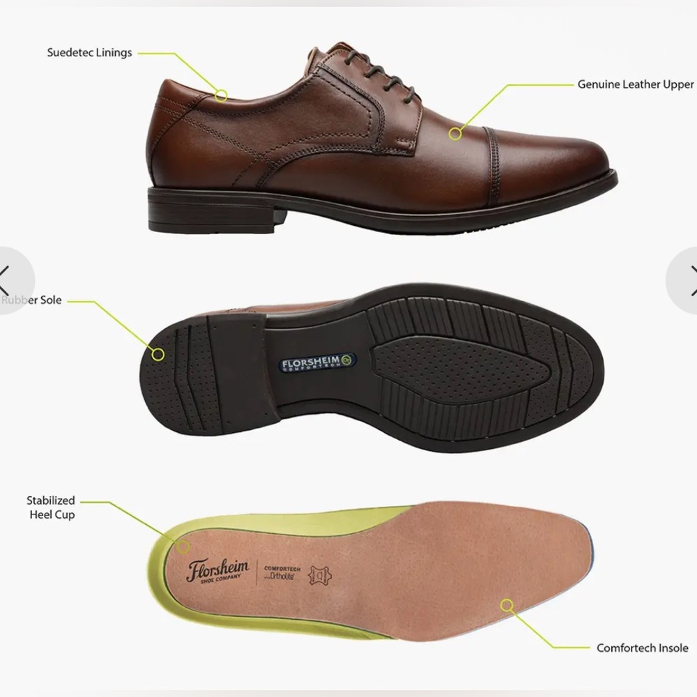 Florsheim Men's Midtown Plain Toe Oxford Extra wide - Picture 10 of 11